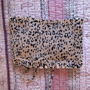 Smocked Cheetah Print Bikini Top
